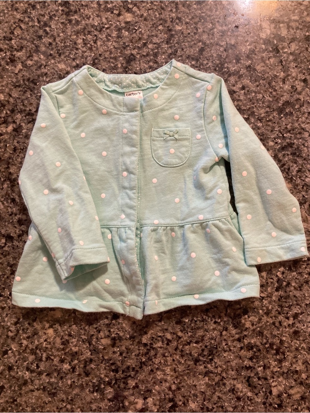 Carter's Mint Green Polka Dot Peplum Top button up for baby girl sz 12m